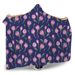Pink Watercolor Tulip Flower Print Hooded Blanket