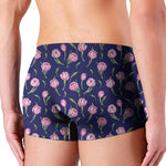 Pink Watercolor Tulip Flower Print Men's Boxer Briefs