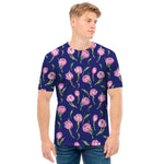 Pink Watercolor Tulip Flower Print Men's T-Shirt