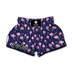 Pink Watercolor Tulip Flower Print Muay Thai Boxing Shorts