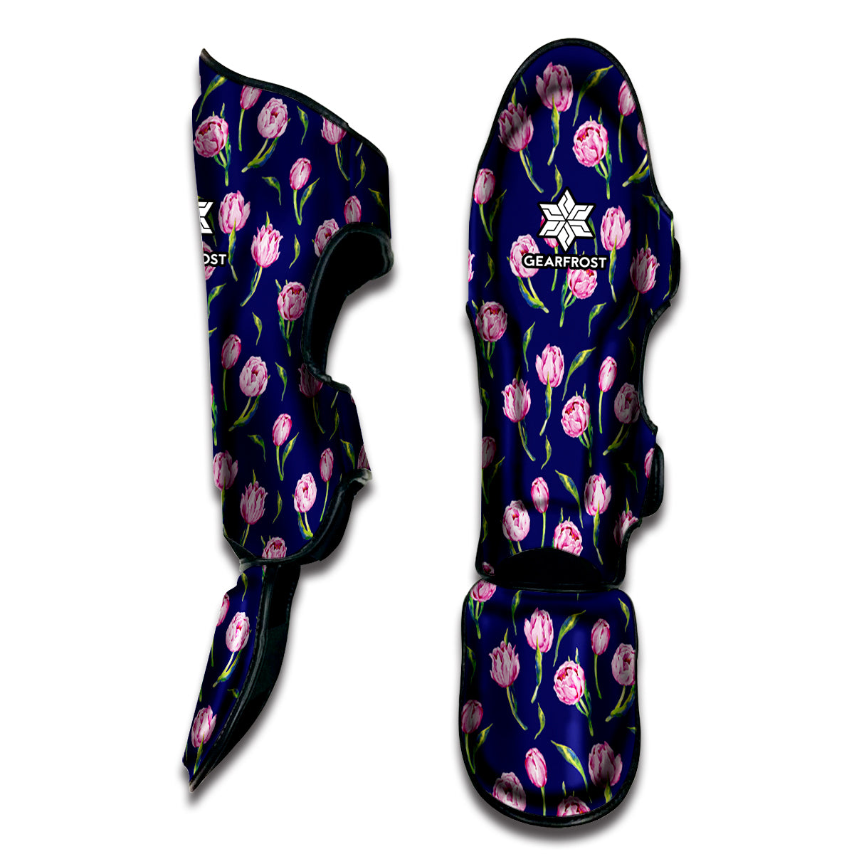 Pink Watercolor Tulip Flower Print Muay Thai Shin Guard