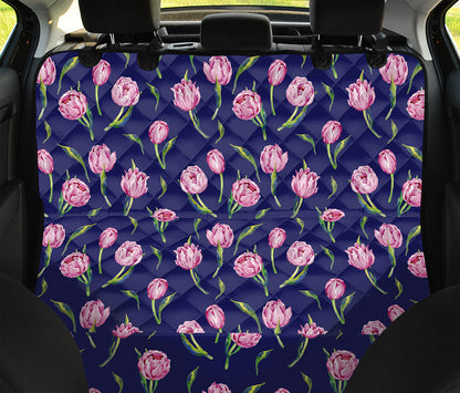 Pink Watercolor Tulip Flower Print Pet Car Back Seat Cover