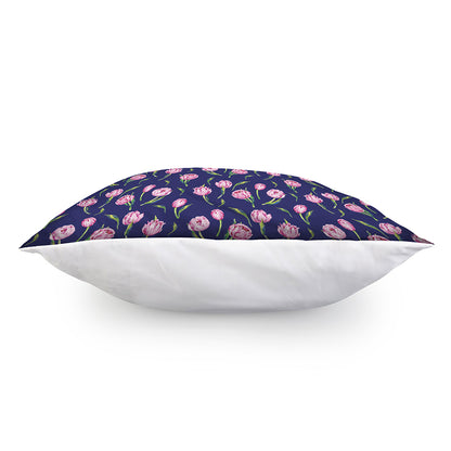 Pink Watercolor Tulip Flower Print Pillow Cover