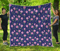 Pink Watercolor Tulip Flower Print Quilt