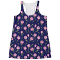 Pink Watercolor Tulip Flower Print Women's Racerback Tank Top