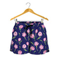 Pink Watercolor Tulip Flower Print Women's Shorts