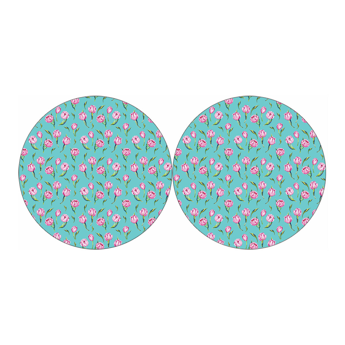 Pink Watercolor Tulip Pattern Print Car Coasters