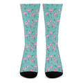 Pink Watercolor Tulip Pattern Print Crew Socks
