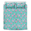 Pink Watercolor Tulip Pattern Print Duvet Cover Bedding Set