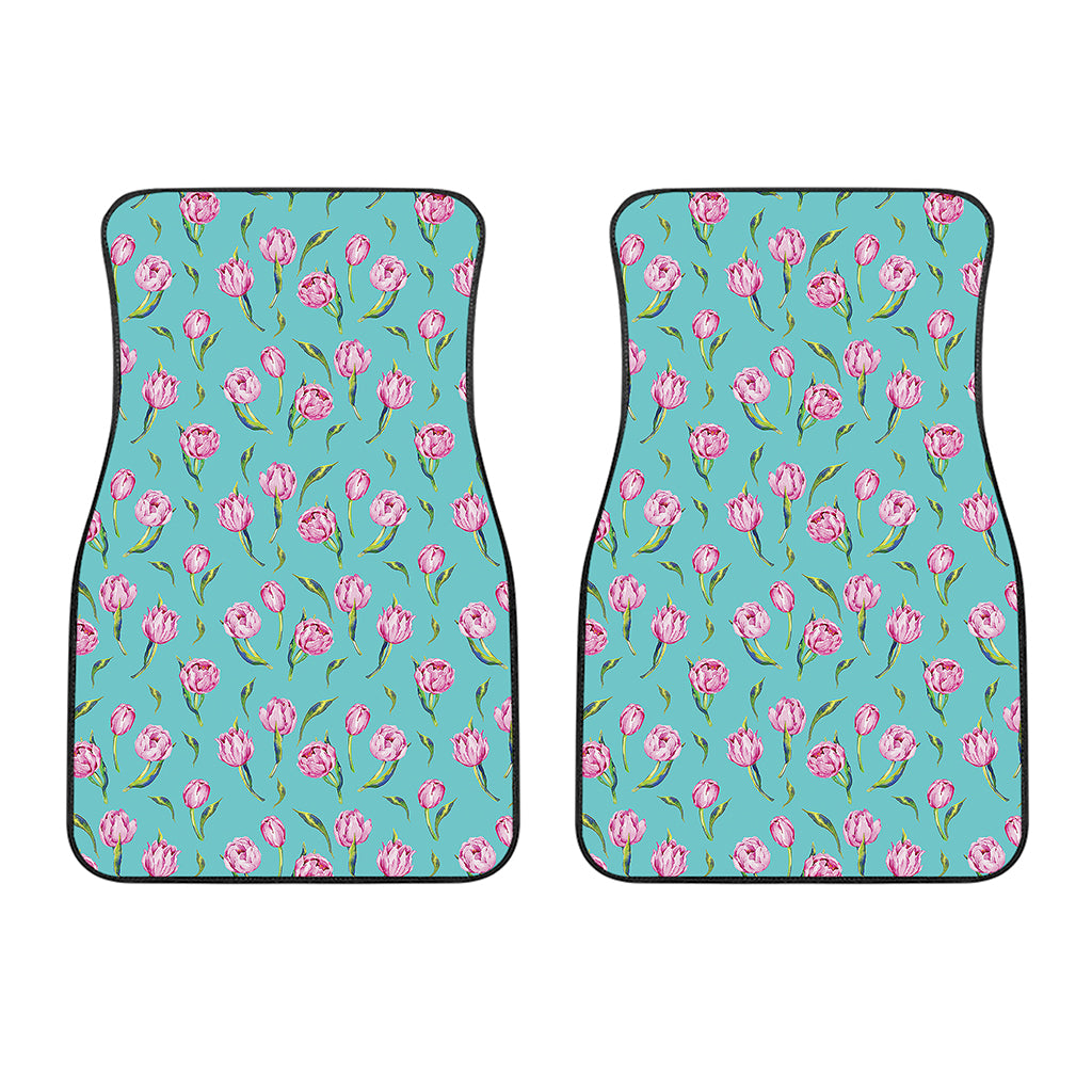 Pink Watercolor Tulip Pattern Print Front Car Floor Mats
