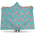 Pink Watercolor Tulip Pattern Print Hooded Blanket