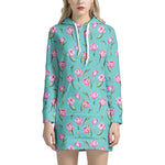 Pink Watercolor Tulip Pattern Print Hoodie Dress