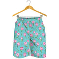 Pink Watercolor Tulip Pattern Print Men's Shorts