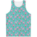Pink Watercolor Tulip Pattern Print Men's Tank Top