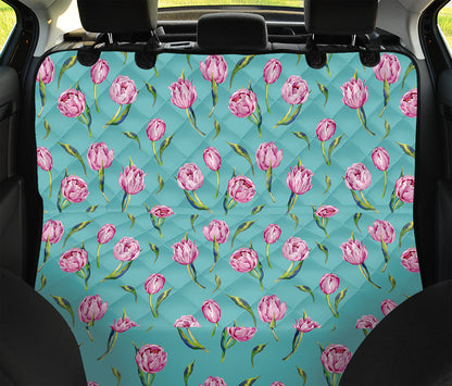 Pink Watercolor Tulip Pattern Print Pet Car Back Seat Cover