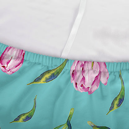 Pink Watercolor Tulip Pattern Print Sofa Cover