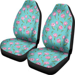 Pink Watercolor Tulip Pattern Print Universal Fit Car Seat Covers