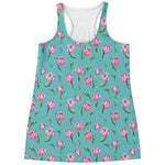 Pink Watercolor Tulip Pattern Print Women's Racerback Tank Top