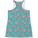 Pink Watercolor Tulip Pattern Print Women's Racerback Tank Top