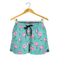 Pink Watercolor Tulip Pattern Print Women's Shorts