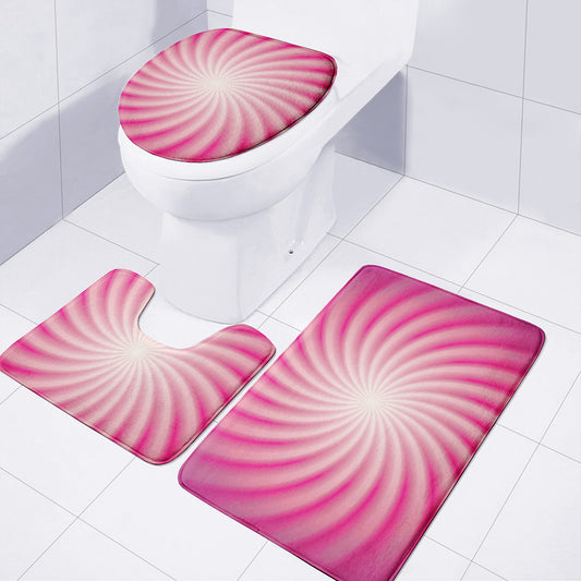 Pink Whirlpool Spiral Print 3 Piece Bath Mat Set