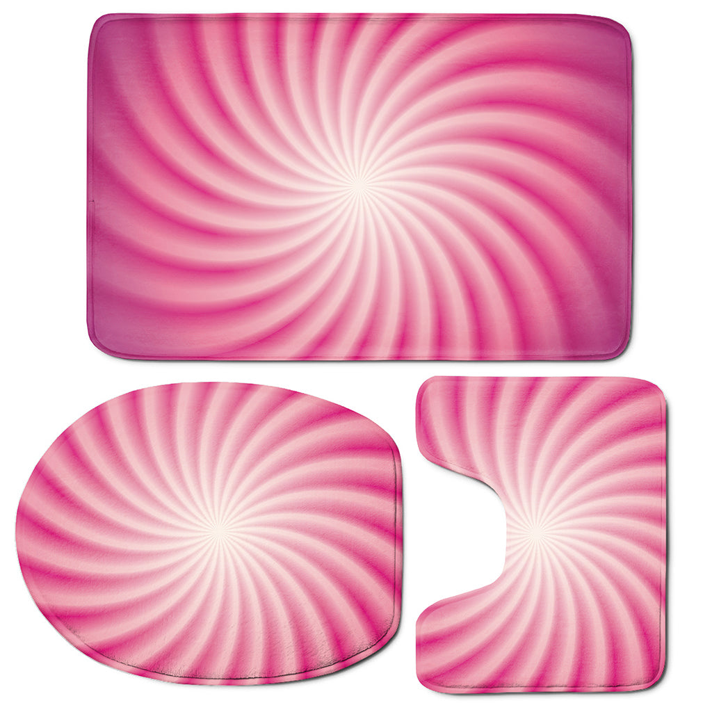 Pink Whirlpool Spiral Print 3 Piece Bath Mat Set
