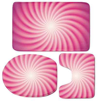 Pink Whirlpool Spiral Print 3 Piece Bath Mat Set