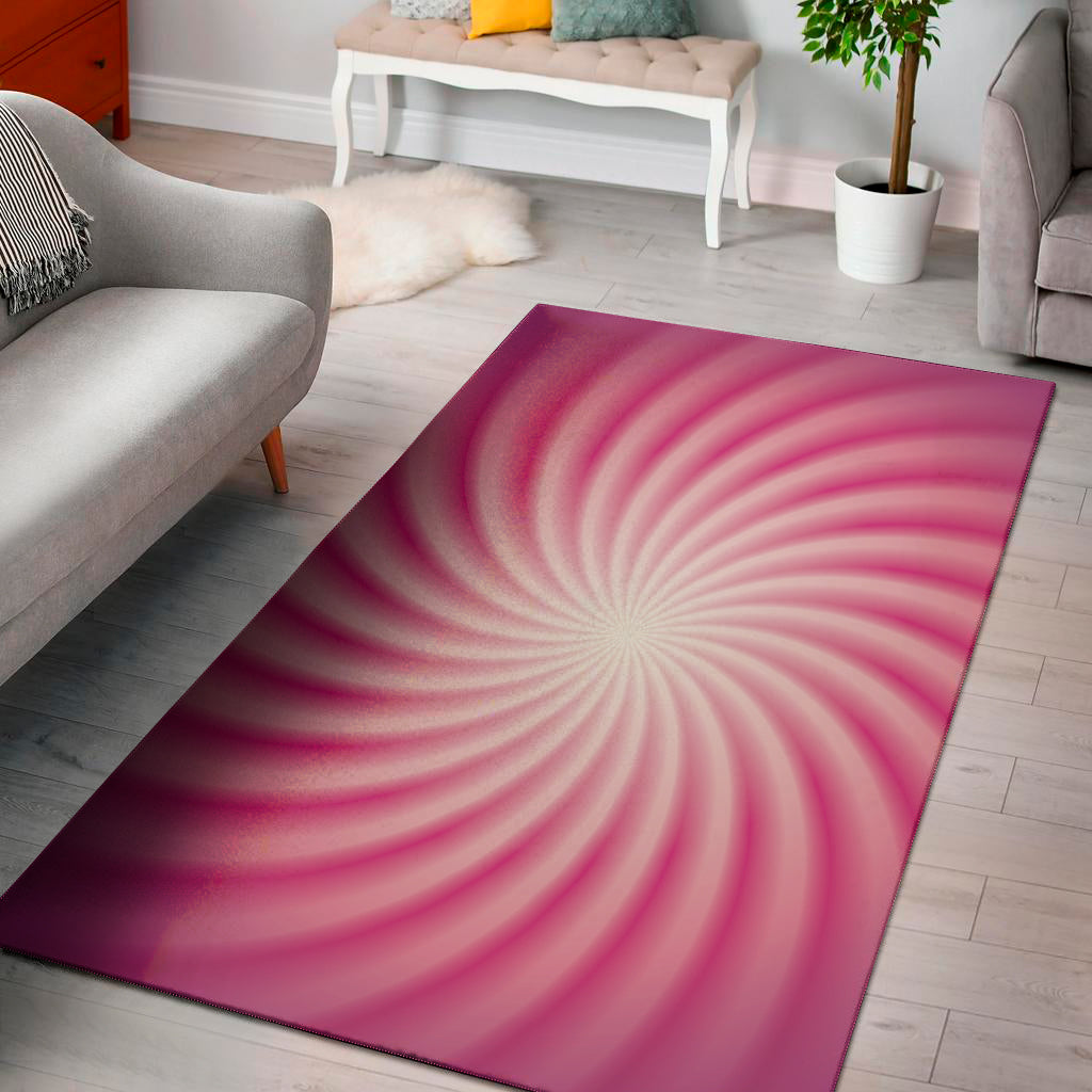 Pink Whirlpool Spiral Print Area Rug