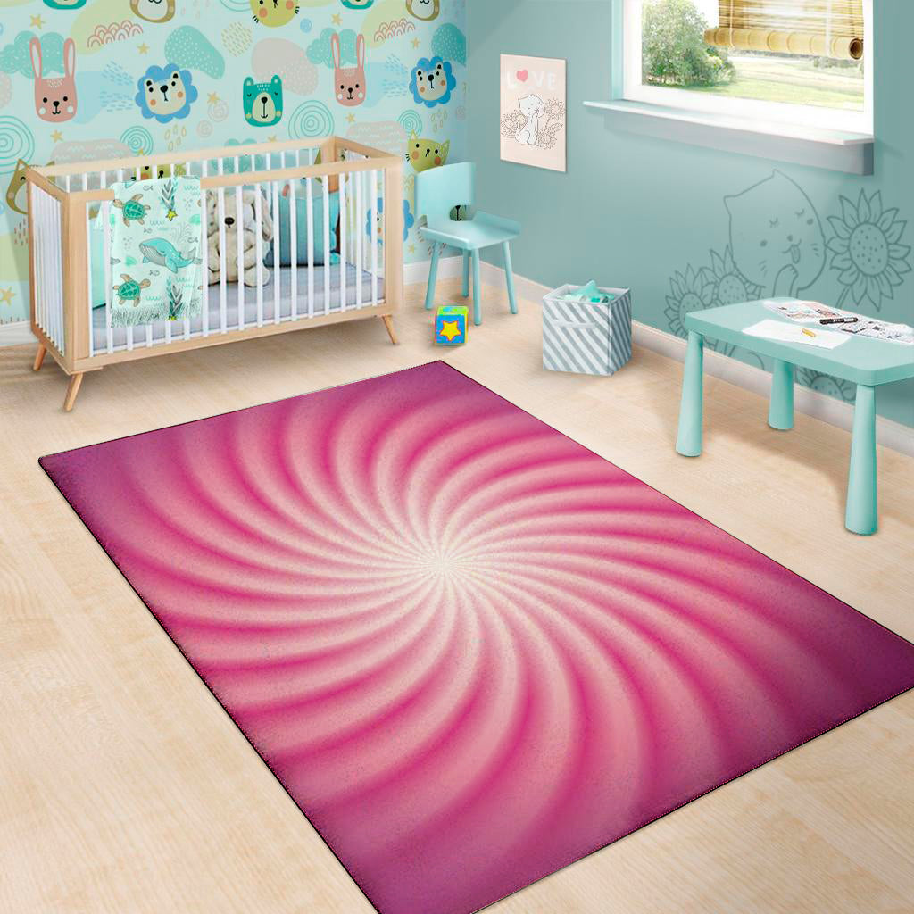 Pink Whirlpool Spiral Print Area Rug