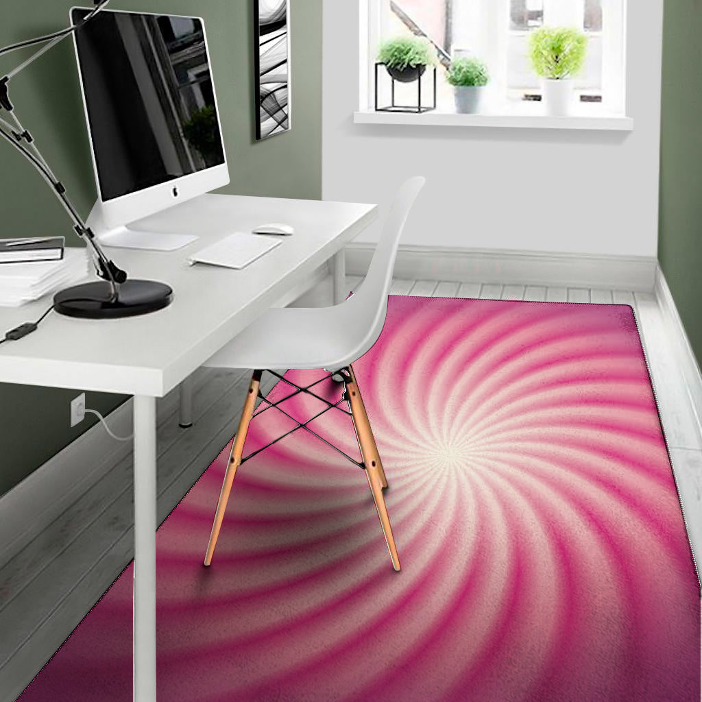 Pink Whirlpool Spiral Print Area Rug