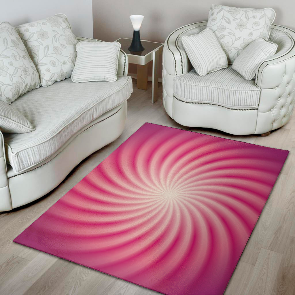 Pink Whirlpool Spiral Print Area Rug