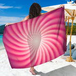 Pink Whirlpool Spiral Print Beach Sarong Wrap