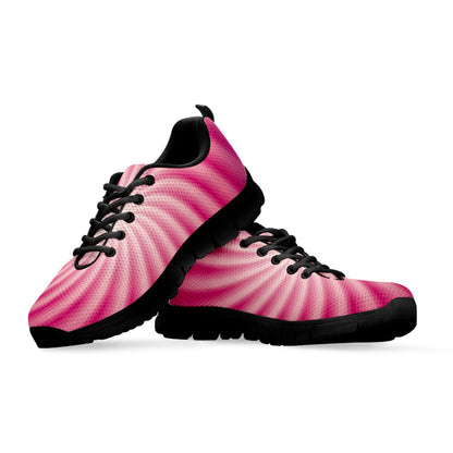 Pink Whirlpool Spiral Print Black Sneakers