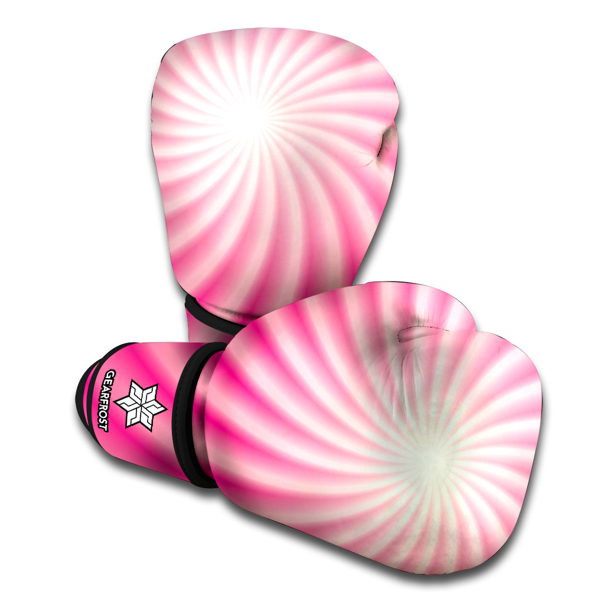 Pink Whirlpool Spiral Print Boxing Gloves