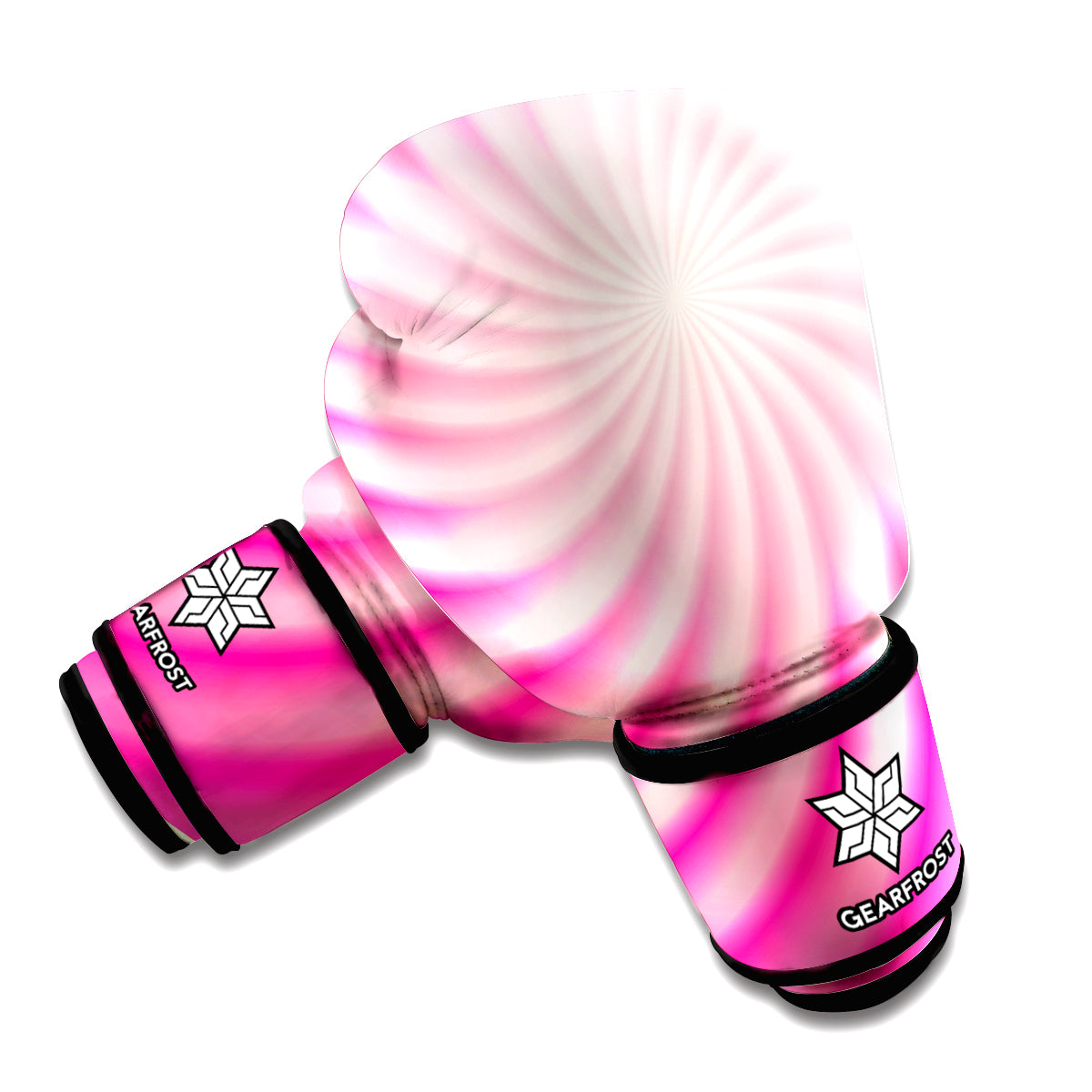 Pink Whirlpool Spiral Print Boxing Gloves