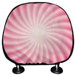 Pink Whirlpool Spiral Print Car Headrest Covers