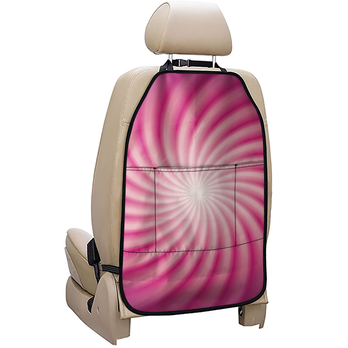 Pink Whirlpool Spiral Print Car Seat Organizers