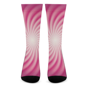 Pink Whirlpool Spiral Print Crew Socks