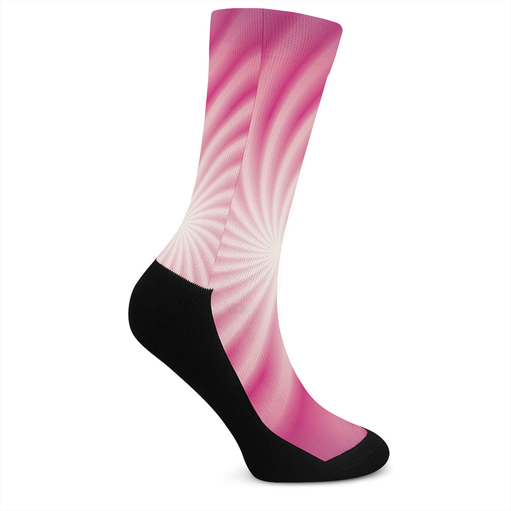 Pink Whirlpool Spiral Print Crew Socks