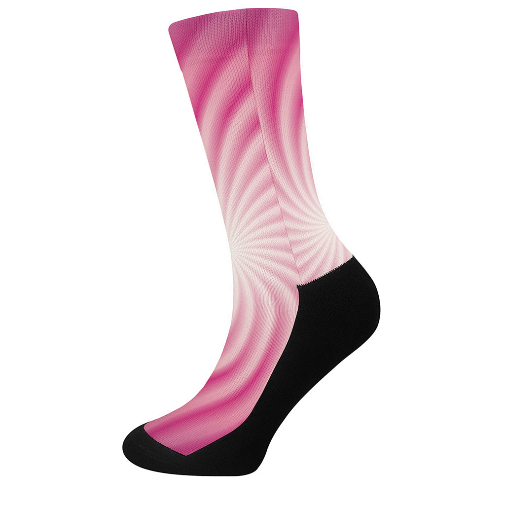 Pink Whirlpool Spiral Print Crew Socks