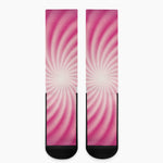 Pink Whirlpool Spiral Print Crew Socks