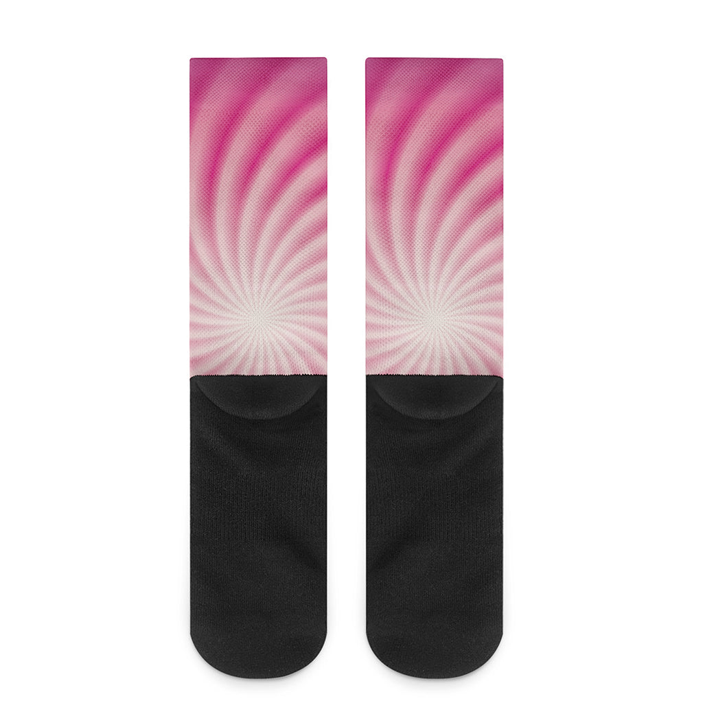 Pink Whirlpool Spiral Print Crew Socks