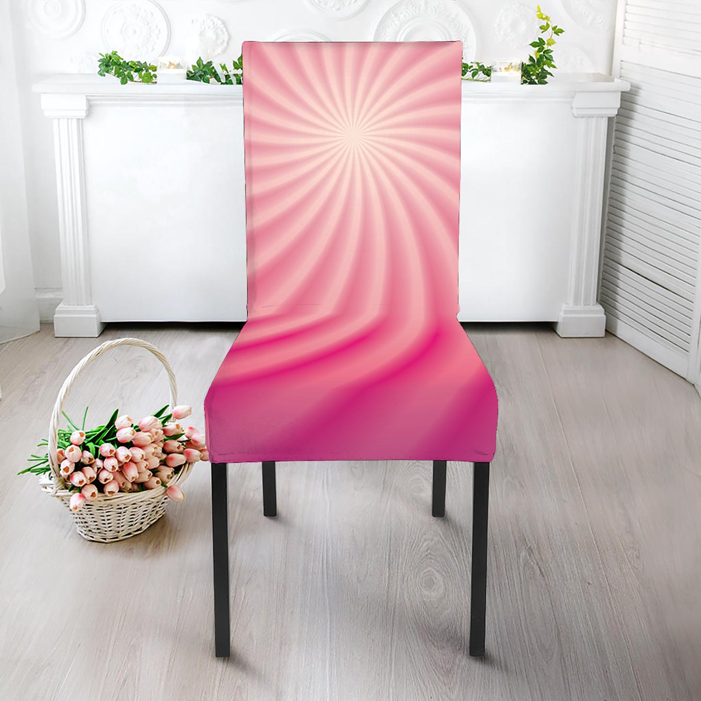 Pink Whirlpool Spiral Print Dining Chair Slipcover