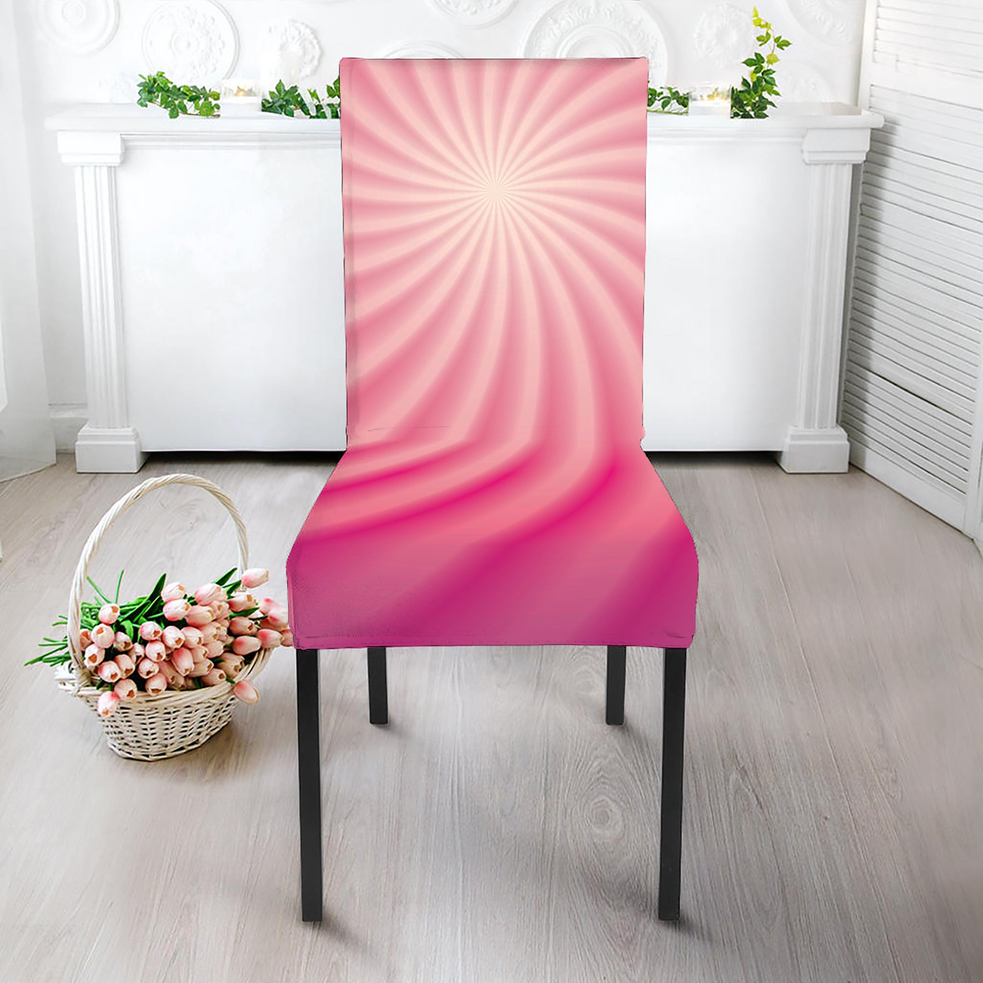 Pink Whirlpool Spiral Print Dining Chair Slipcover