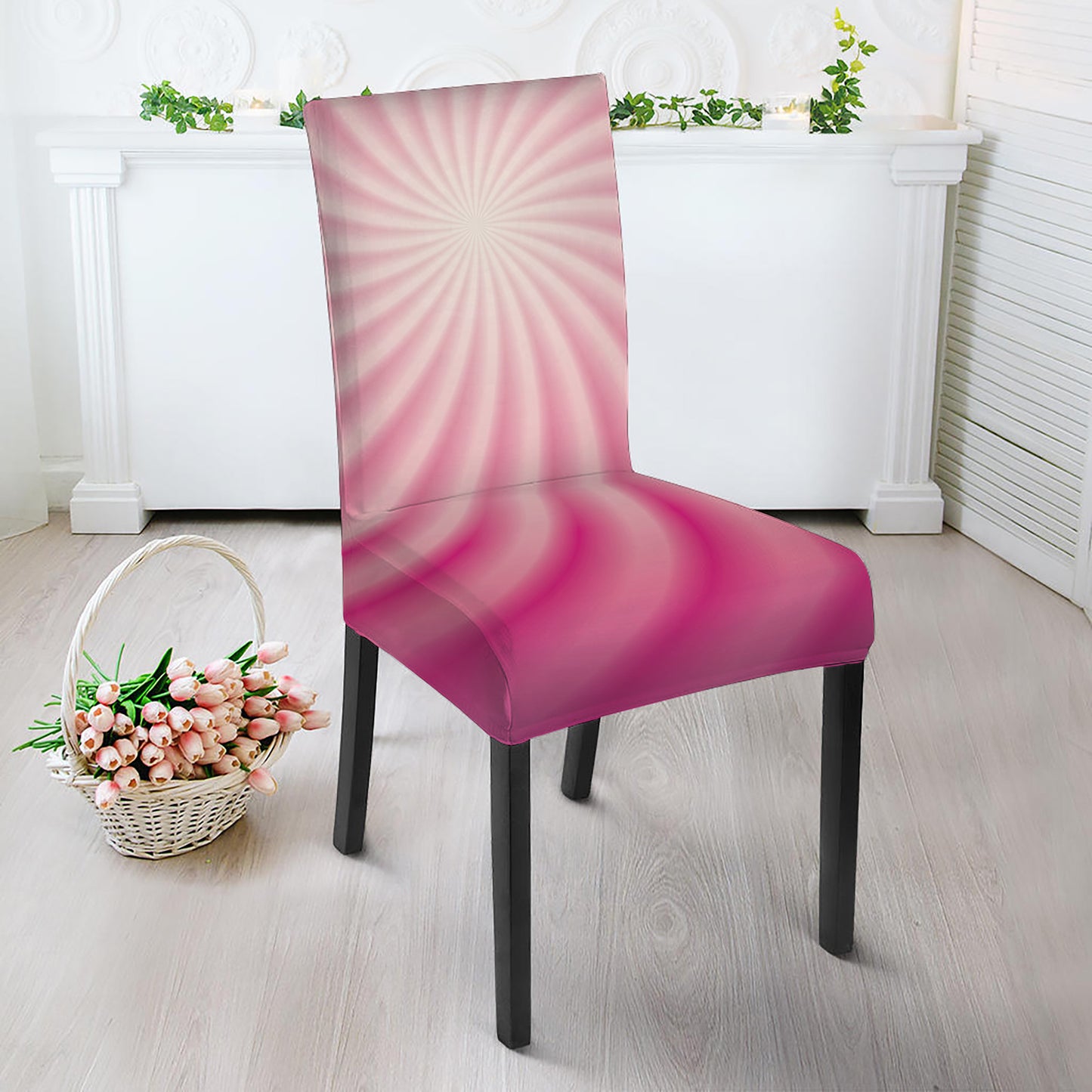 Pink Whirlpool Spiral Print Dining Chair Slipcover