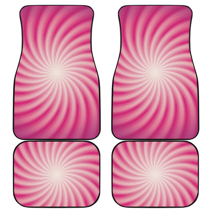 Pink Whirlpool Spiral Print Front and Back Car Floor Mats