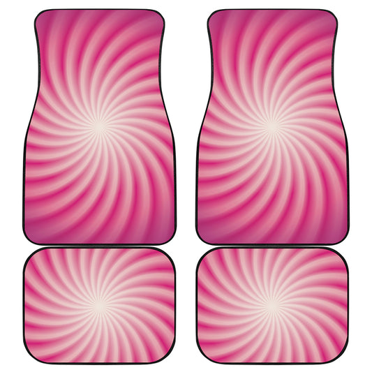 Pink Whirlpool Spiral Print Front and Back Car Floor Mats