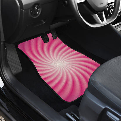 Pink Whirlpool Spiral Print Front and Back Car Floor Mats