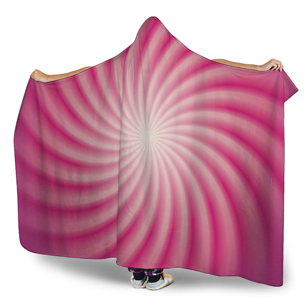 Pink Whirlpool Spiral Print Hooded Blanket