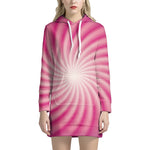 Pink Whirlpool Spiral Print Hoodie Dress